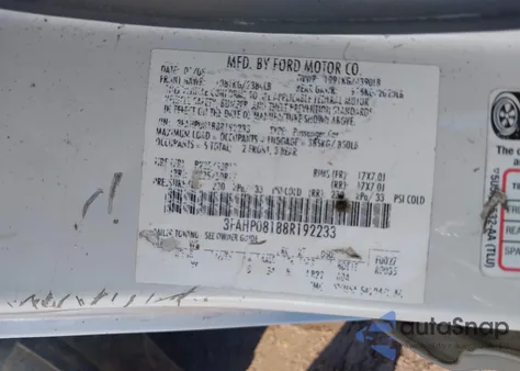 2008 Ford Fusion Sel from USA, damaged, VIN 3FAHP08188R192233